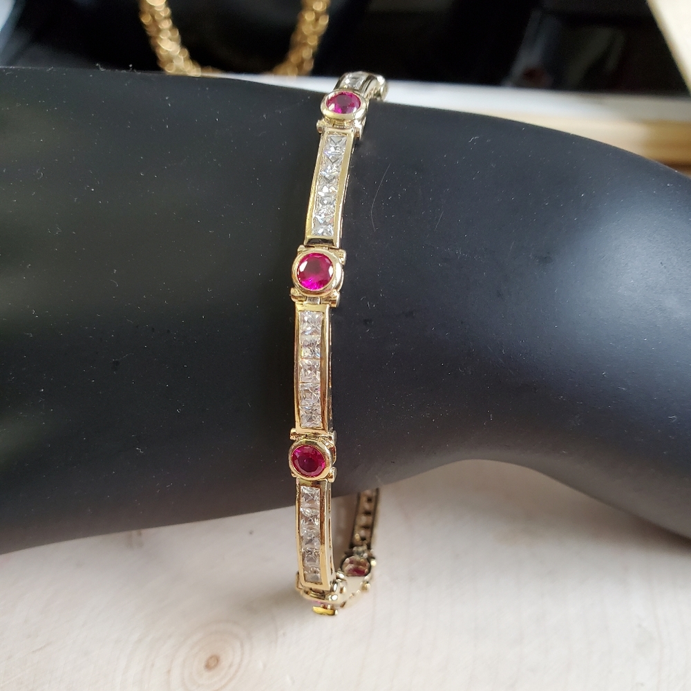 Sterling Silver 925 Ruby Bracelet - Picture 4 of 10
